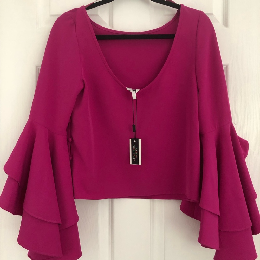MILLY RUFFLE SLEEVE TOP WITH SIDE BUTTON - Picture 9 of 14